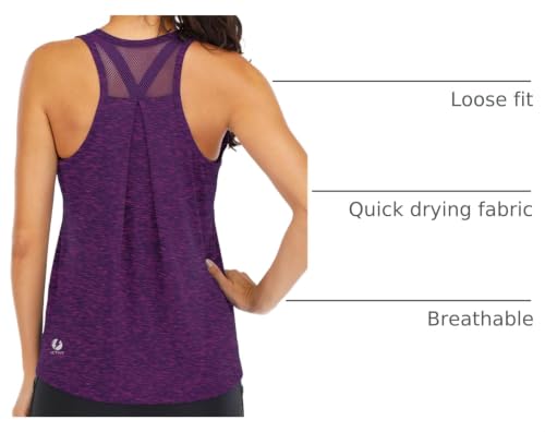 Image of ICTIVE Workout Tops for Women Loose Fit Racerback Mesh Backless Muscle Tank Running Shirts