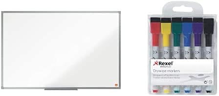 Nobo Small Magnetic Whiteboard, Aluminium Trim, Dry Wipe, Wall Mountable, Home/Office, 585 x 430 mm, Includes Marker Pens, Magnets, Mounting Pads & Eraser, White, 1903777