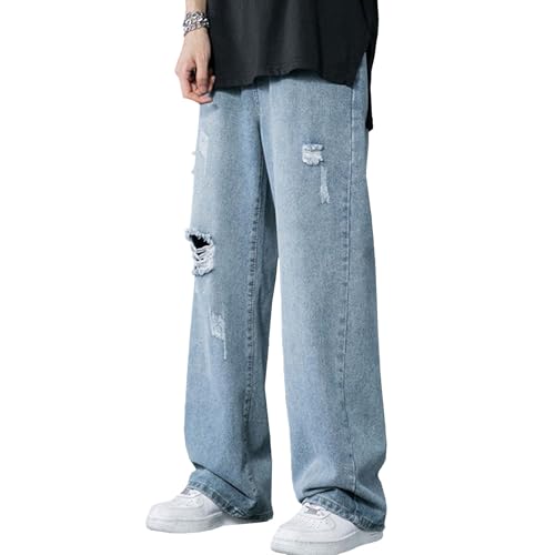 Jean baggy pour homme ample et décontracté à trous style hip-hop