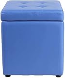 Pouf quadratisch 30 x 30 x 35 cm, Kleiner Hocker mit Scharnierdeckel, gepolstert, wasserdichtes Kunstleder, ideal für Wohnzimmer und Schlafzimmer