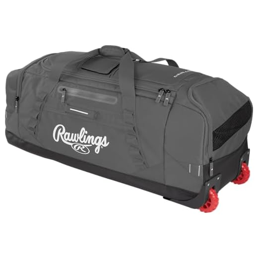 Rawlings | YADI 2.0 Wheeled Catcher's Bag | Yadier Molina Model | Baseball/Softball | GRAPHITE