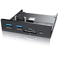 CSL USB 3.2 Gen.1 Front Panel aus Metall, interner Cardreader, Interne Speicherkartenleser, bis zu 5 Gbit/s, 5 Schnittstellen, 2 x USB 3.0 Typ A + 1 x USB C + MicroSD + SD Slot, Multifunktionspanel