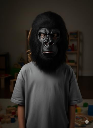 Image of PoPo Toys Animal Gorrilla Face Mask for Kids | Party Supplies for an Animal Themed Halloween /Holi | Pack of 1 (Black