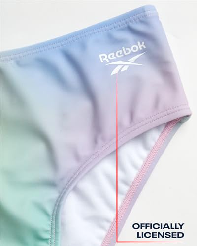 Image of Reebok Girls Rash Guard Set - 3 Piece UPF 50+ Long Sleeve Swim Shirt with Bikini Swimsuit - Swimwear Set for Girls (4-16)