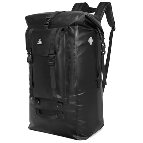 Haimont Large Waterproof Roll Top Dry Backpack 100L, Black