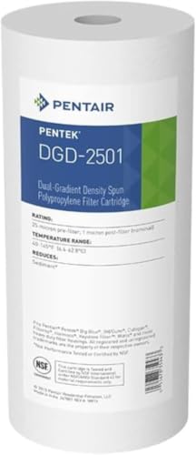 Image of Pentair Pentek DGD-2501 Big Blue Water Filter, 10-Inch Whole House Sediment Filter Cartridge Replacement, Dual-Gradient Density Spun Polypropylene, 10 inch x 4.5 inch, 1 Micron (Pack of 8)