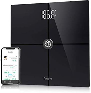 Rolli-Fit Smart Body Fat Scale, Digital Bathroom Weight Scale - High Precision Measurements Sync with Fitbit, Apple Health and Google Fit, Tracks 8 Key Compositions Analyzer, 400 lb