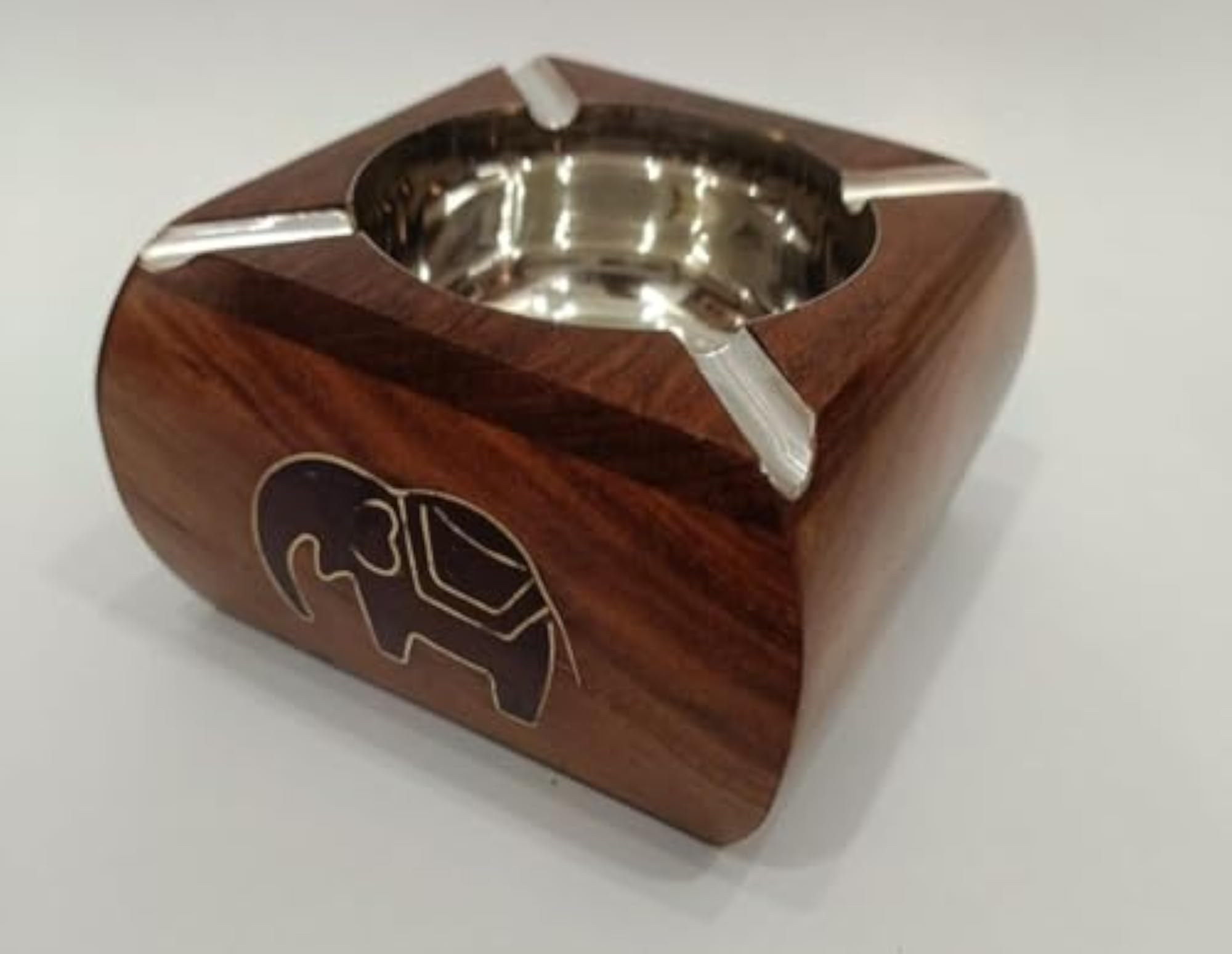 Handcrafted Wooden Ashtray with Drawer for Cigarettes