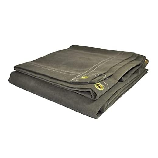 18oz Heavy Duty Canvas Tarp with D-Rings - Water Resistant (10x10)