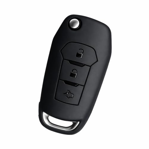 Image of JVCV Premium Soft TPU Key Cover Compatible with Ford Endeavour, Figo, Aspire & Freestyle 3 Button Folding Key | Scratch-Resistant Protective Case (Matte Black)