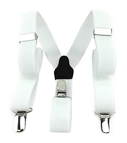 Tirantes infantiles en forma de Y TigerTie blancos con 3 clips de 25 mm talla única