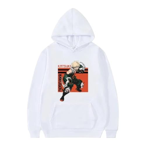 Sudadera con Capucha de Anime japonés My Hero Academia Bakugo Katsuki para Mujer y Hombre de Manga Larga con Estampado Naranja Kawaii Manga