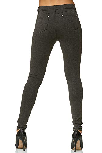 Elara Damen Stretch Hose Skinny Fit Jegging Chunkyrayan H86-6 Dk.Grey 38 (M)