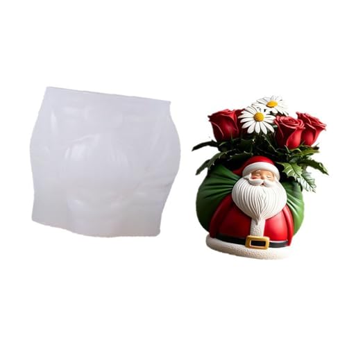 Maceta multiusos de silicona de Papá Noel para arte de resina, manualidades, suculentas, decoración y regalos, maceta de hormigón