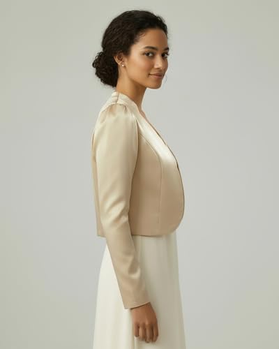 Image of Bolerose Formal Puff Sleeve Satin Bolero Jacket