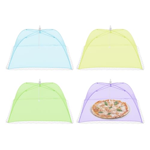 Dzmuero Frutero con Tapa, Cubierta Protectora Alimentos, 4 Comida Cubierta Protectora, Malla, Funda Plegable para Alimentos de Exterior y Cocina, Previene Moscas, Insectos (32 * 32cm)