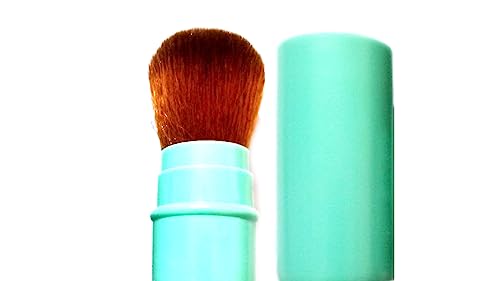 Image of Retractable Pro Beauty Kabuki Makeup Brush - Cosmetic Face Powder Foundation Blush, Slim Portable Brush for Liquid Makeup (Green)