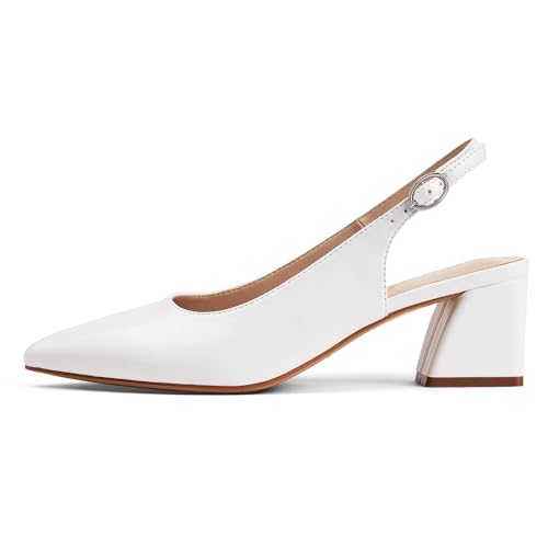 Image of GENSHUO Women's Slingback Closed Toe Block Chunky Low Heel Pumps - 2.36 Inches Office Wedding Party Dress Shoes
