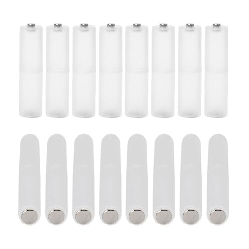 JWISLAND 16Pcs AAA to AA Battery Adapter, Durable Plastic AAA to AA Battery Converter Clear Color