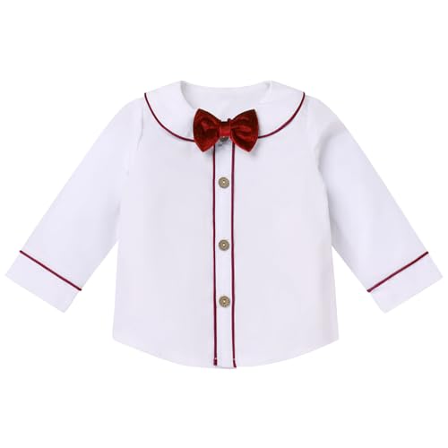 IDOPIP Baby Boys Velvet Formal Suit Toddler Gentleman Outfit Long Sleeve Shirt with Bowtie Suspender Pants Hat Winter Clothes3
