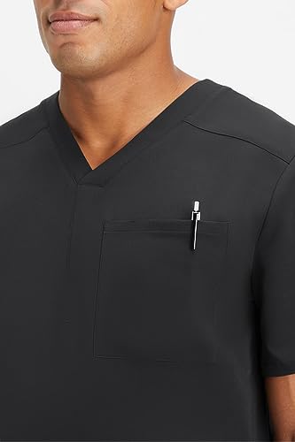 Image of Fabletics Men's Helix 1-Pocket Scrub Top - MotionTech, Wrinkle-Resist, Chest Pocket, Anti-Shrink, Semi-Slim Fit