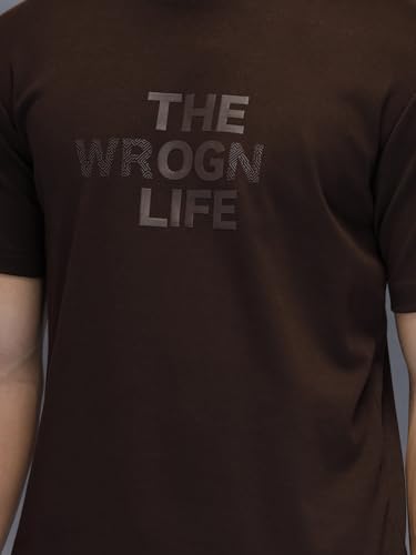 Image of WROGN Men's 100% Cotton T-Shirt | 3D Graphic Print | Slim Fit