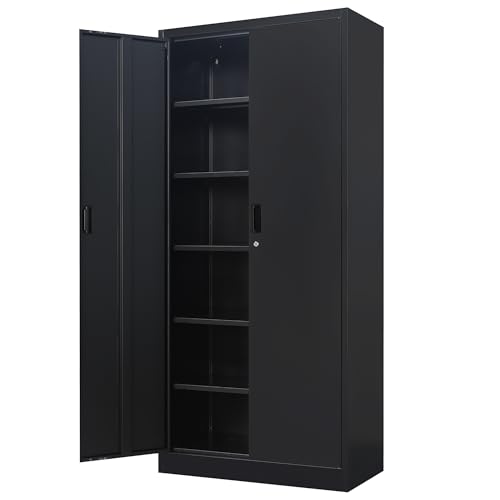 BESFUR Metal Storage Cabinet, 71' H Locking Storage Cabinet with 5 Adjustable Shelves, Metal...