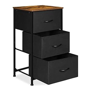 NANANARDOSO Small Nightstand Dresser for Bedroom, 3 Drawer Fabric Storage Chest, Storage Tower Organizer Unit with Removable Fabric Bins for Closet Bedside, Nursery, Living Room, Bedroom, Black.