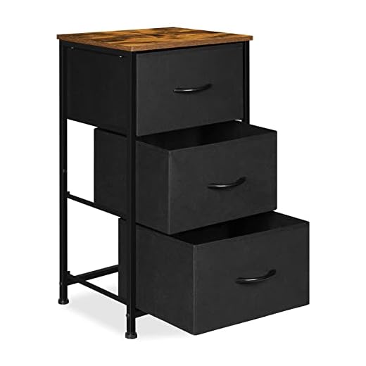 Small Nightstand Dresser for Bedroom, 3 Drawer Fabric Storage Chest, Storage Tower Organizer Unit with Removable Fabric Bins for Closet Bedside, Nursery, Living Room, Bedroom, College Dorm, Black.