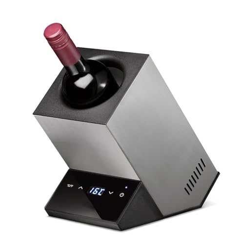 Electric Wine Cooler, Single Bottle Wine Cooler, Portable Ice-Free Cooler, Temperature Control to Maintain The Best Taste, Suitable for Wine Lovers,Silver