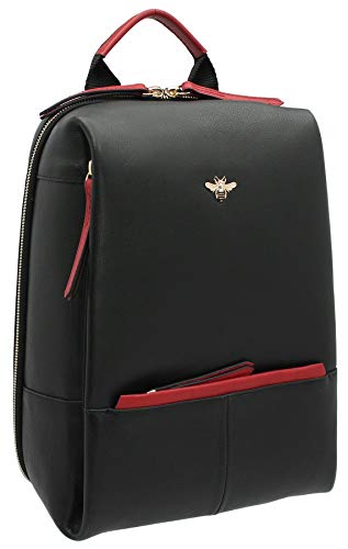 Sac à dos en cuir noir et rouge Mala Leather Mason 7193_27 pour homme et femme