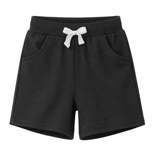 Image of HILEELANG Boys Sweat Shorts 3 Pack, French Terry Cotton Pull On Shorts with Pockets for Toddler Little Boys 2-7Y