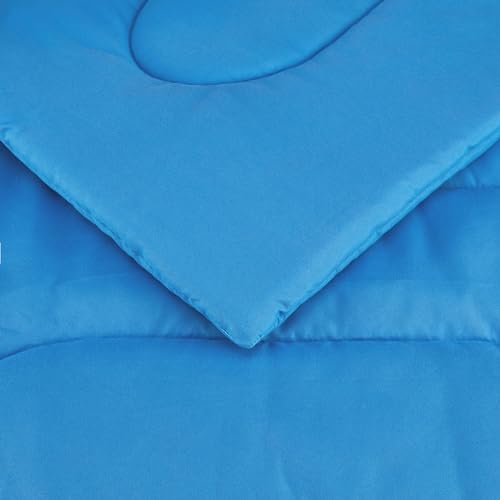 Image of Amazon Basics 5-Piece Microfiber Kid's Bed-in-a-Bag Bedding Set, Twin, Blue, Solid