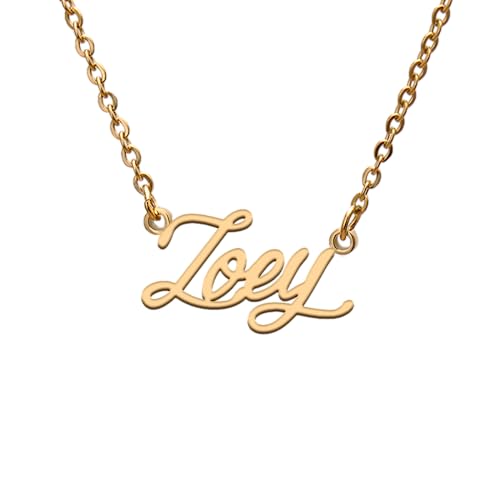 GR859C Zoey Name Tag Necklaces for Her His Friends Familys Relationship Memory Jewelry Gift