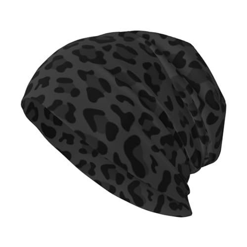 Leopard Print Beanie Chemo Hats for Women Men Cheetah Print Slouchy Cancer Headwear Stretchy Skull Cap Soft Knitted Hat Nightcap Chemo Gifts