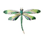 Maße: 7,4 x 5 cm Brosche, Schmuck, Insekten, Libelle, Grün, aus Edelstahl.