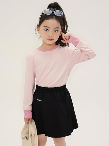 Image of 2026 Premium Girls Long Sleeve T-Shirt, Two-Tone Crew Neck Top with Contrast Cuffs
