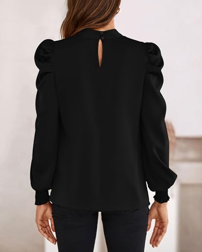 BTFBM Mock Neck Long Sleeve Blouses for Women Dressy Casual Business Work Shirts 2025 Spring Fall Clothes Satin Tops3