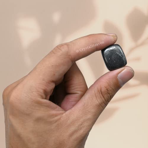 Image of Certified Hematite Crystal Healing Tumbled Stone, Natural Polished Crystals for DIY Crafts, Manifestation, Meditation, Pooja Feng Shui and Reiki Healing (30 Grams)