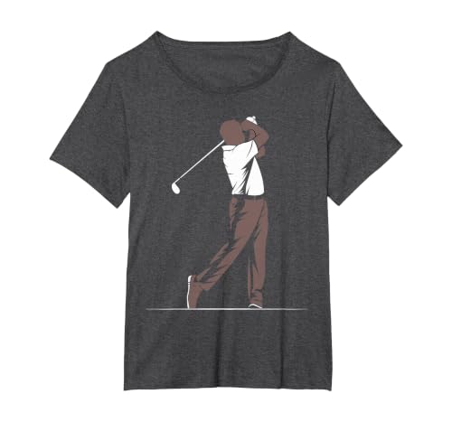 African American Golfer Black History Month Melanin Golfing T-Shirt, Women's Plus, Dark Heather Grey, 5X