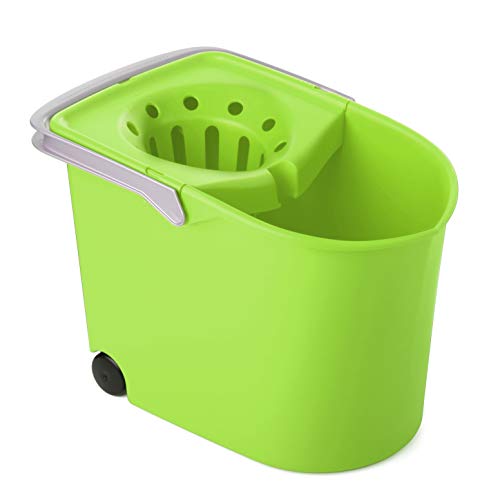 Tatay 1103221 Cubo de Fregona con Ruedas, de PP, Libre de BPA, Escurridor por Presión, con Asas. Fabricado en España. Color Lima