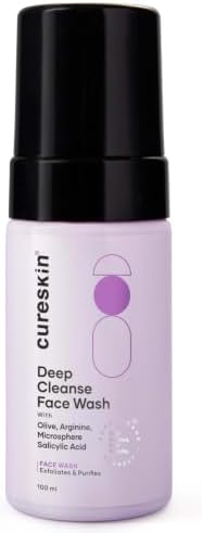 Cureskin Deep Cleanse Salicylic Acid 2% Face Wash | Foaming BHA Cleanser | Unclogs Pores, Controls Oil & Removes Blackheads | For Oily & Acne-Prone Skin | 100 ml