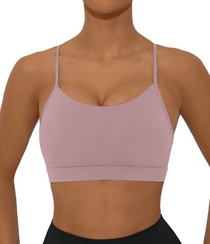 Image of Comper Y Back Sports Bra for Women Low Impact Racerback Workout Bras Sexy Thin Straps Yoga Bras with Removable Pads