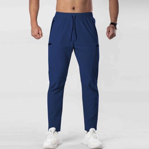 Elastic Waist Storm Pants for Men Quick Drying Outdoor Trousers Breathable Lightweight Pants Casual Fitness Solid2