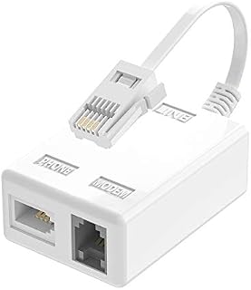 BT Plug to ADSL RJ11 Broadband internet Microfilter Splitter, Ancable BT Male to BT & RJ11 Female for Landline Modem Router Wifi Plug Telephone White Socket Phone Splitter Cable Sky, BT
