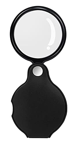 Lucky Store Pocket Magnifier 50mm 10X Mini Magnifying Glass Folding Pocket Magnifying Glass with Black Rotating Protective for Reading, Books, Jewelry