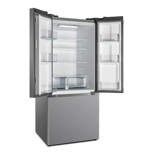 Image of Verona 30 inch Freestanding French Door Refrigerator with 18.2 cu. ft. Capacity, Automatic Ice Maker, Recessed Handle in Stainless Steel Look