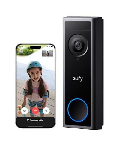 eufy Video Doorbell C30, werkt op batterijen, 2K FHD, 16:9 vergroot zicht, eenvoudige installatie, live videogesprekken, mens- en bewegingsdetectie, compatibel met HomeBase S380