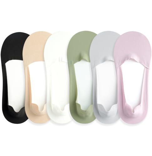 Image of No Show Socks Womens for Loafers Flats Non Slip Nylon 6 Pairs