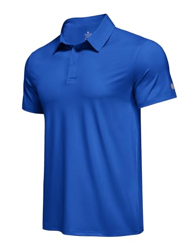 PINSPARK Mens Polo Shirt Moisture Wicking Golf Shirts for Men Performance Casual Collared Shirt Quick Dry Regular Fit Polos Royal Blue